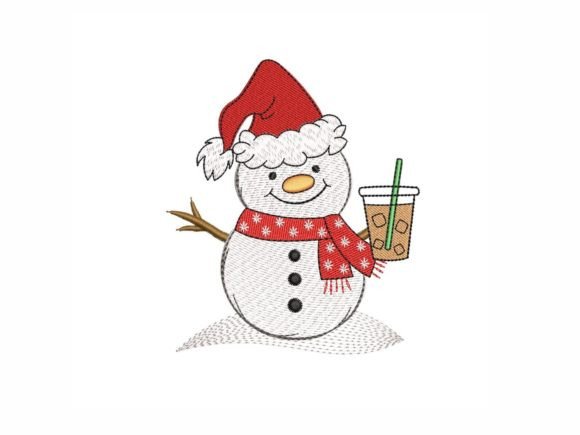 Cute Snowman with Iced Coffee Embroidery Review
